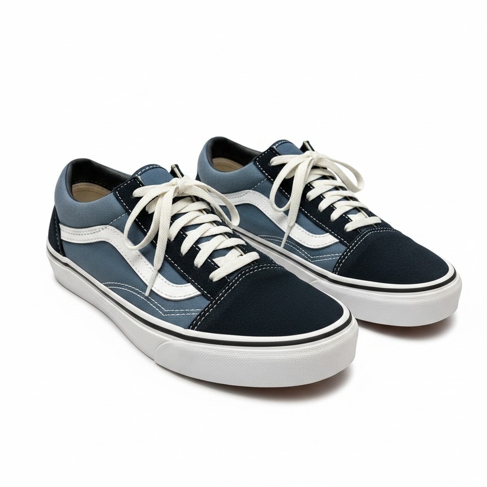 Vans Old Skool Kids Navy Blue Suede Canvas Low Top Skate Sneakers Size 3.5
